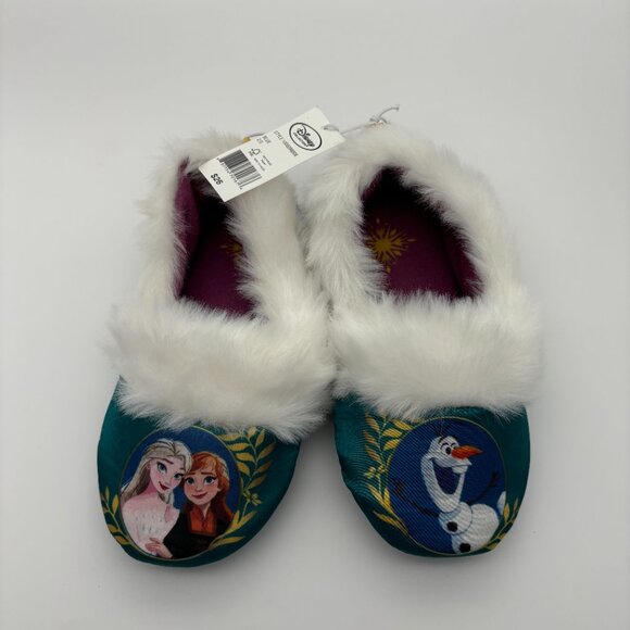 Disney Collection Kids Girls Frozen Anna Elsa Olaf Slip-On Slippers, Size 2/3 - Picture 2 of 4